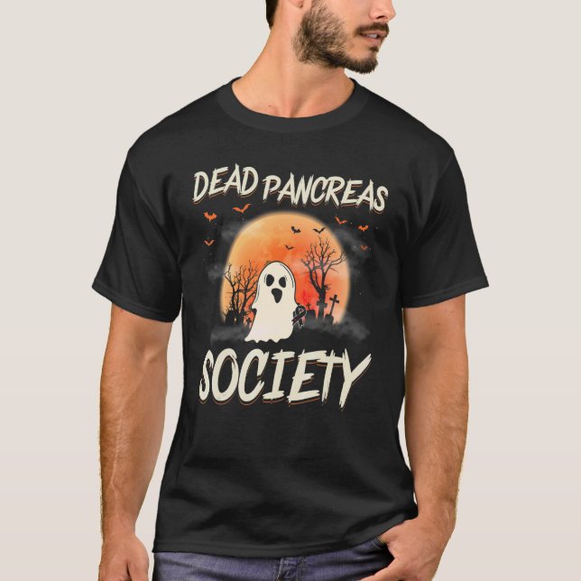 Dead Pancreas Society Ghost Diabetes Awareness Hal T-Shirt (Front)