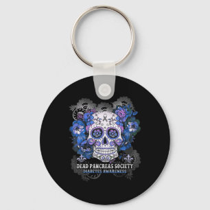 Dead Pancreas Society Sugar Skull Diabetes Awarene Keychain