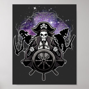 Dead Pirates Halloween Skeleton Pirate Graphic  Poster