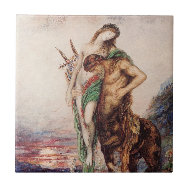 Dead Poet Being Carried by a Centaur (Sunset) Ceramic Tile (Front)