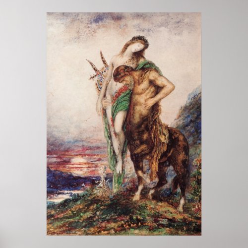 Dead Poet Being Carried by a Centaur Sunset Poster
