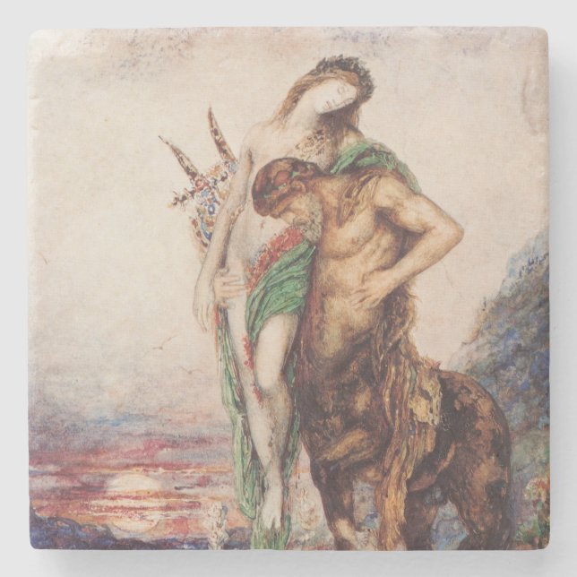 Dead Poet Being Carried by a Centaur (Sunset) Stone Coaster (Front)