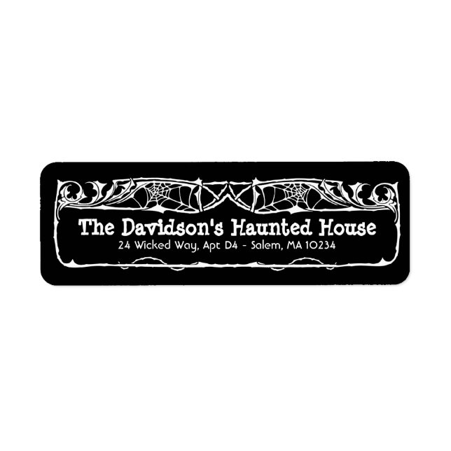 Dead Roses Halloween Address Label on Black (Front)