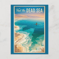 Dead Sea Illustration Travel Art Vintage