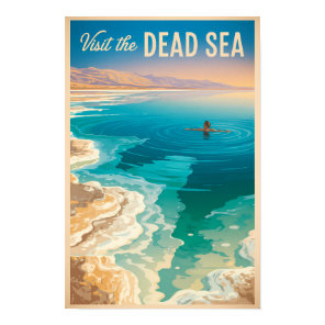 Dead Sea Illustration Travel Art Vintage Poster