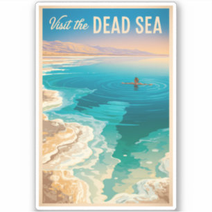 Dead Sea Illustration Travel Art Vintage Sticker