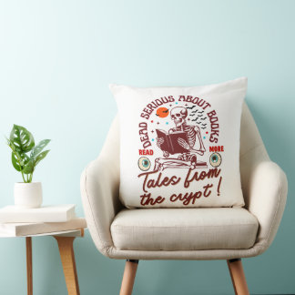 Dead Serious About Books: Tales From The Crypt Throw Pillow