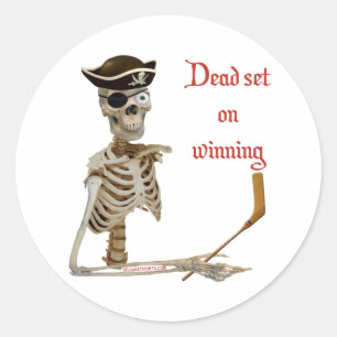 Dead Set Hockey Pirate Classic Round Sticker