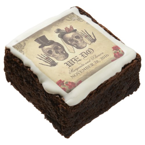 dead skeleton couple antique wedding brownies