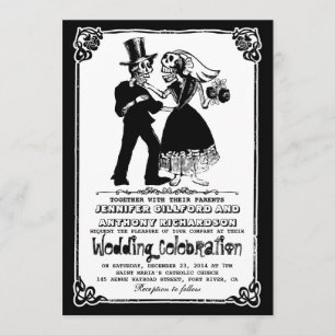 dead skeleton couple wedding invitations