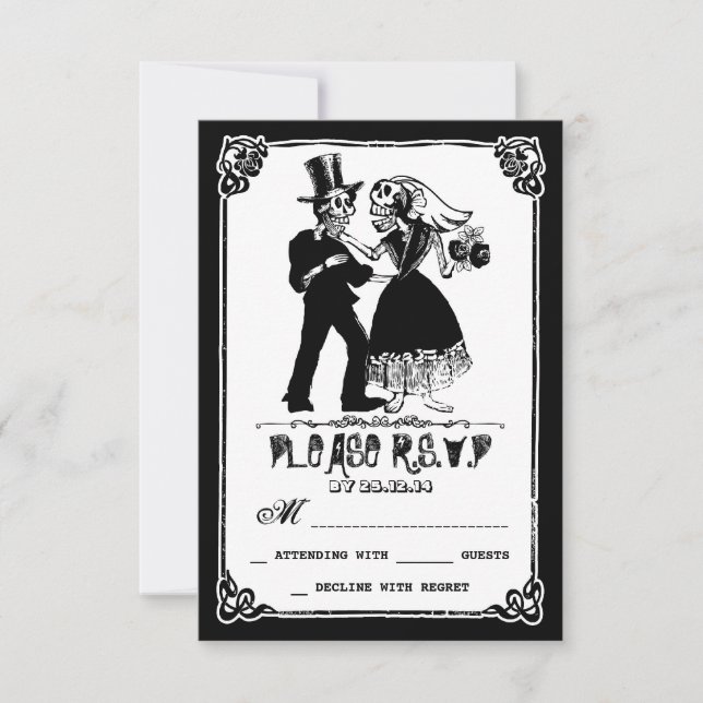 dead skeleton couple wedding rsvp (Front)