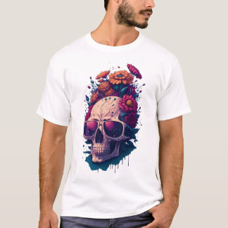 Dead Skull Flower Colorful V1 T-Shirt