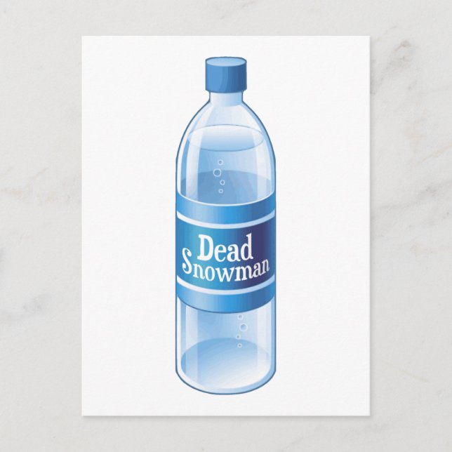 Dead Snowman Melted Bottled Water Postcard (Front)