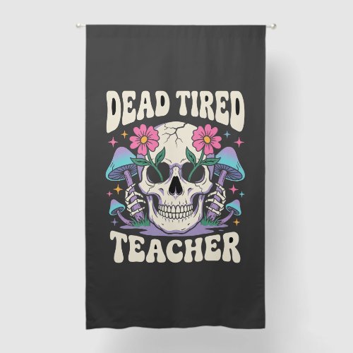 Dead Tired Teacher Skull Mushroom Halloween Graphi Blackout Curtains