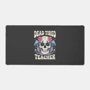 Dead Tired Teacher Skull Mushroom Halloween Graphi Desk Mat