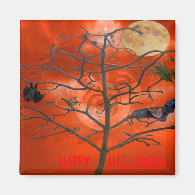 Dead Tree amongst an Orange Scary Sky Magnet (Front)