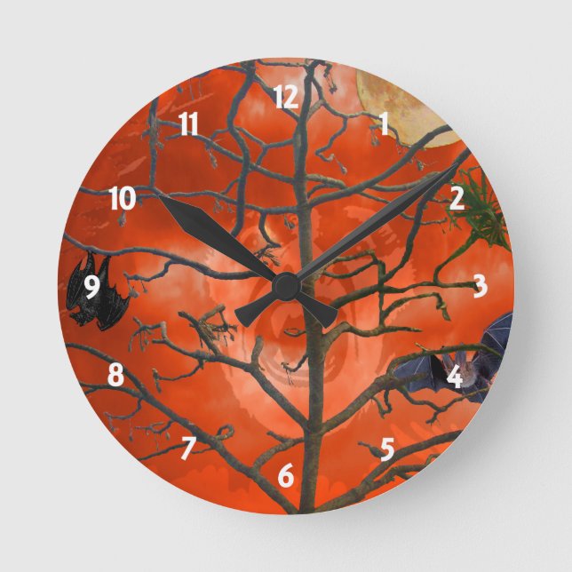 Dead Tree amongst an Orange Scary Sky Wall Clock (Front)