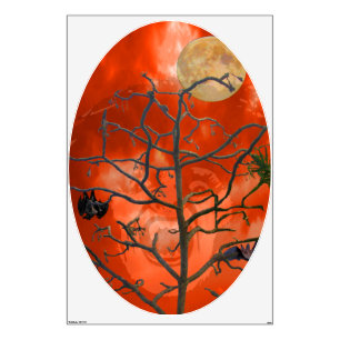 Dead Tree amongst an Orange Scary Sky Wall Decal