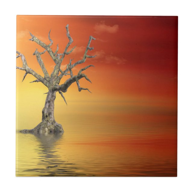 Dead Tree at Sunrise Ceramic Tile (Front)
