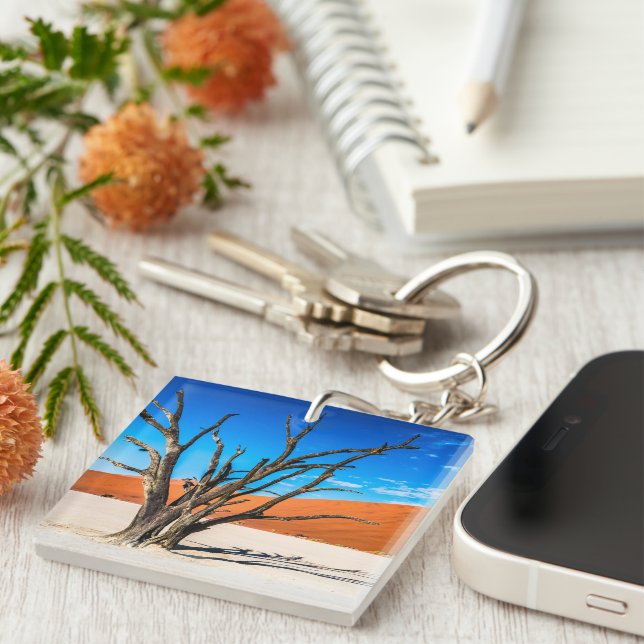 Dead tree in Deadvlei, Namibia Keychain (Front Right)