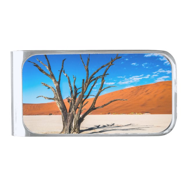 Dead tree in Deadvlei, Namibia Silver Finish Money Clip (Front)