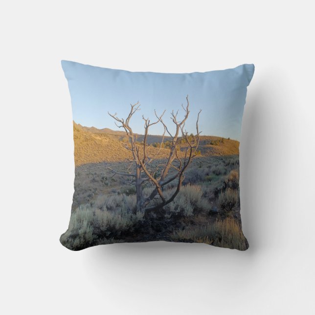 Dead Tree in the Nevada Desert Throw Pillow (Front)