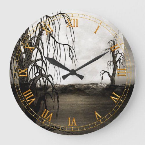 Dead Trees with Full Moon Wall Clock
