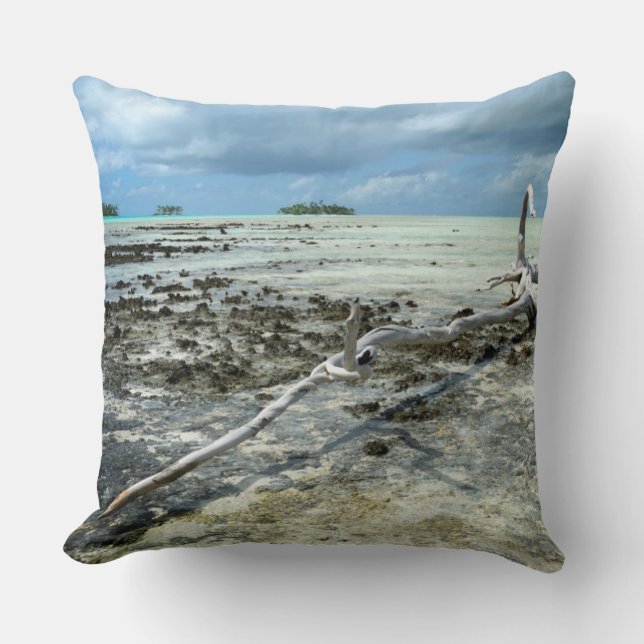 Dead wood in the Pacific throw pillow (Front)