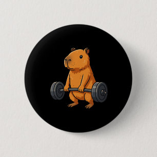 Deadlift Capybara Funny Fitness Capy Lover Gym Men Button
