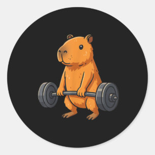 Deadlift Capybara Funny Fitness Capy Lover Gym Men Classic Round Sticker