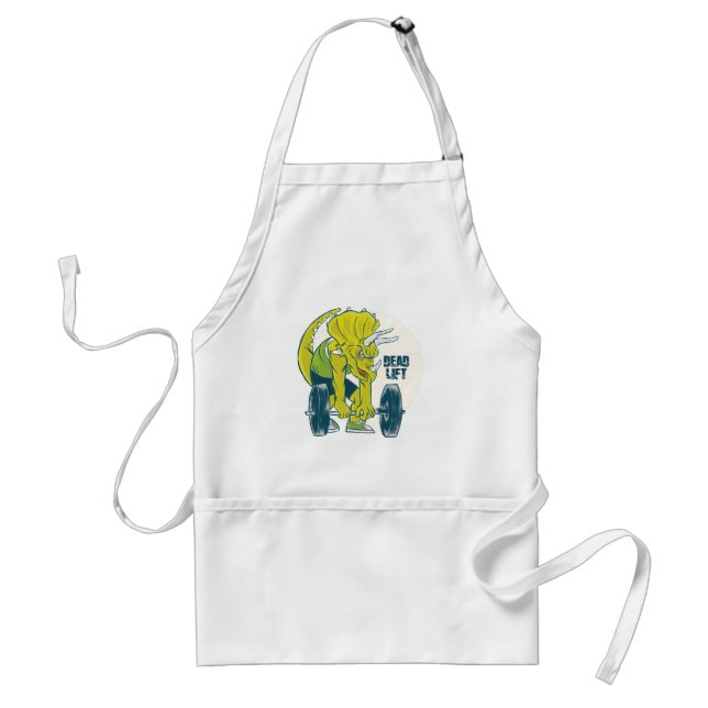 Deadlift Dinosaur - Triceratop Weight Lifting Adult Apron (Front)