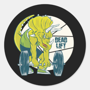 Deadlift Dinosaur - Triceratop Weight Lifting Classic Round Sticker