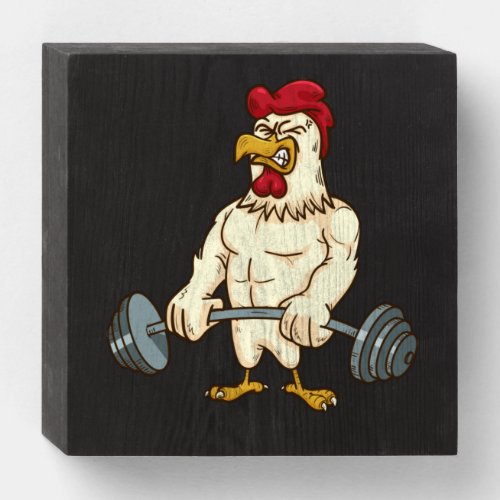 Deadlift Gym Chicken Fitness Bodybuilding Wooden Box Sign