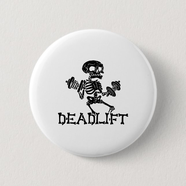 Deadlift Halloween Skeleton Workout Bodybuilding G Button (Front)