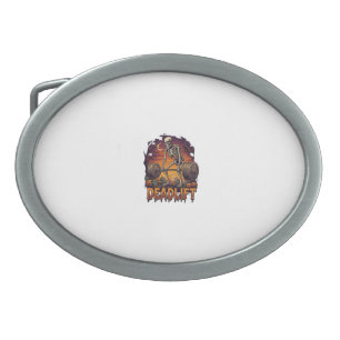 Deadlift Skeleton Barbell Halloween Pumpkins Grave Belt Buckle