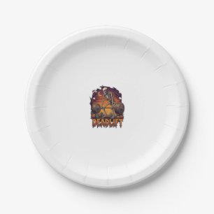 Deadlift Skeleton Barbell Halloween Pumpkins Grave Paper Plates