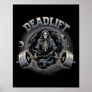 Deadlift Skeleton Gift Fitness Goth Tarot Card Gym Poster