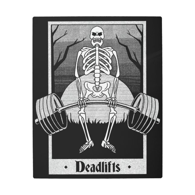 Deadlift Skeleton Gym Metal Print (Front)
