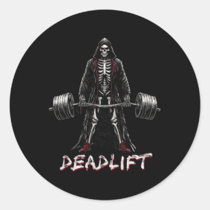 Deadlift Skeleton Halloween Gym Jokes Weightliftin Classic Round Sticker