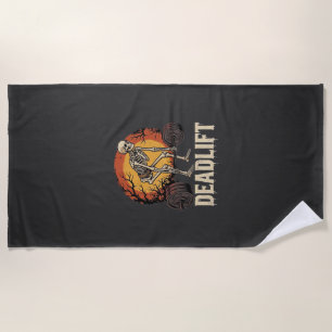 Deadlift Skeleton Halloween Gym Workout Design Beach Towel