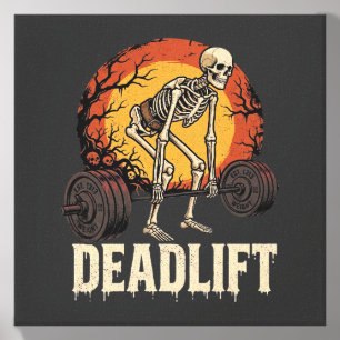 Deadlift Skeleton Halloween Gym Workout Design Canvas Photo Tile