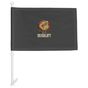 Deadlift Skeleton Halloween Gym Workout Design Car Flag