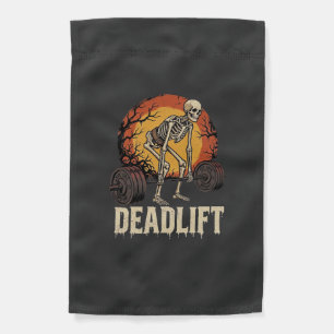 Deadlift Skeleton Halloween Gym Workout Design Garden Flag