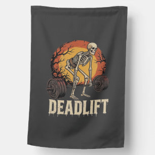 Deadlift Skeleton Halloween Gym Workout Design House Flag