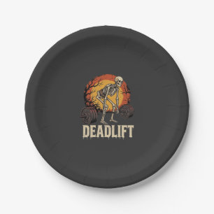 Deadlift Skeleton Halloween Gym Workout Design Paper Plates