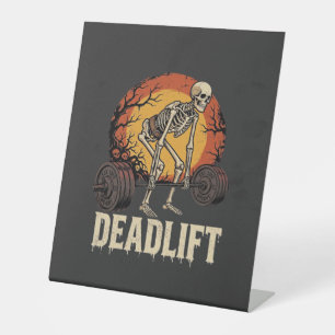 Deadlift Skeleton Halloween Gym Workout Design Pedestal Sign