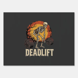 Deadlift Skeleton Halloween Gym Workout Design Sign