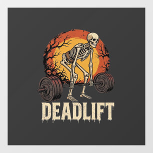 Deadlift Skeleton Halloween Gym Workout Design Window Cling