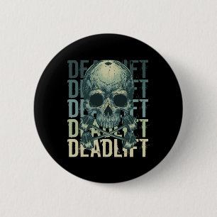 Deadlift Skull Skeleton Workout Powerlifting Gym L Button