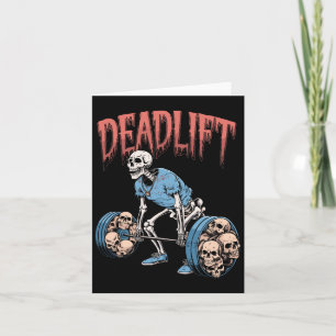 Deadlift Skull Skeleton Workout Powerlifting Gym L Card